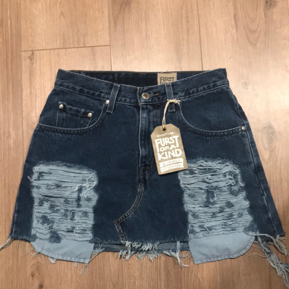 NWT LF Furst of a Kind Vintage Denim Mini Skirt